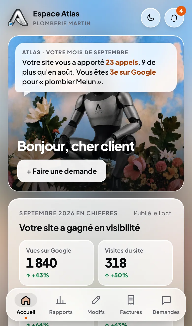 Espace Atlas : votre rapport, le 30 de chaque mois